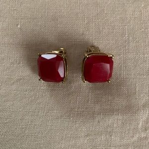 Red & Gold square clip on earrings